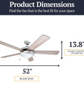 52 Inch Modern LED Ceiling Fan With Light Pull Chain Dual Mounting Options Chrome Finish Blades Reversible Motor Keeps Your Rooms Chill