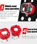 Emergency Stop Protection Cover For Push Button Switch Clear Transparent Box Type Button Shield Small 55mm Face Durable Plastic Stop Switch Box Cover For Industrial Machines displayed in use on a black panel