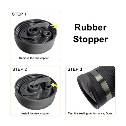 Two Replacement Gaskets And Stoppers For Contigo SnapSeal Byron Travel Mugs 16oz And 20oz Silicone Seals BPA Free Food Safe Easy Fit Replacement Lid Parts For Coffee Travel Tumbler black rubber stopper installation steps