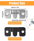 Massive 200-Piece Flush Mount Bracket Set With Stainless Steel Hanging Buckles, dimensions of silver and black mounts shown