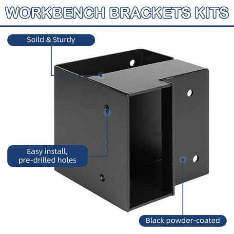 8 Piece 2x4 Workbench Bracket Kit For DIY Workbench Shelving And Tables With 3 Way Corner Brackets And Screws Sturdy Carbon Steel Construction Built To Support Heavy Duty Garage Or Shop Setups