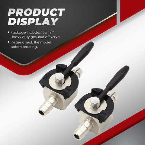 2-Pack 1/4 Inch Heavy Duty Gas Shutoff Valve Steel Inline Shutoff Replacement For ATVs, Karts, And Lawn Mowers