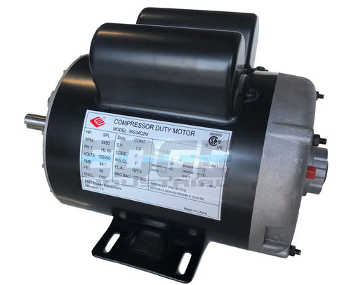 2 HP Compressor Duty Electric Motor Open Drip Proof Single Phase 3450 RPM 56 Frame Five Eighth Inch Shaft 120 and 240 Volt