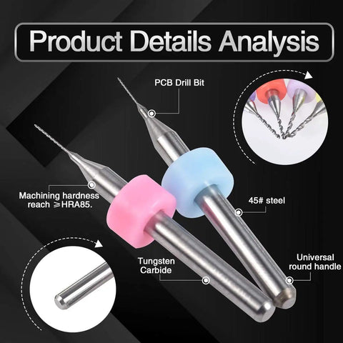 7 Pcs Mini PCB Drill Bit Set 0.2mm To 0.5mm High Speed Steel Spiral Flute Micro Drill Bits For Rotary Tools Jewelry CNC Board Engraving