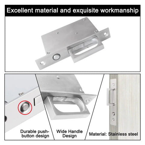 Pocket Door Edge Pulls Set Hidden Side Pocket Sliding Door Handles With Pop Up Mechanism Larger Ring For Easy Grip Silver Finish Durable Hardware 2 Pack, stainless steel