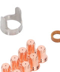 Plasma Cutter Consumables Kit 23 Piece Set With 10 Nozzles 10 Electrodes 1 Cup 1 Bracket And Swirl For Torch Maintenance