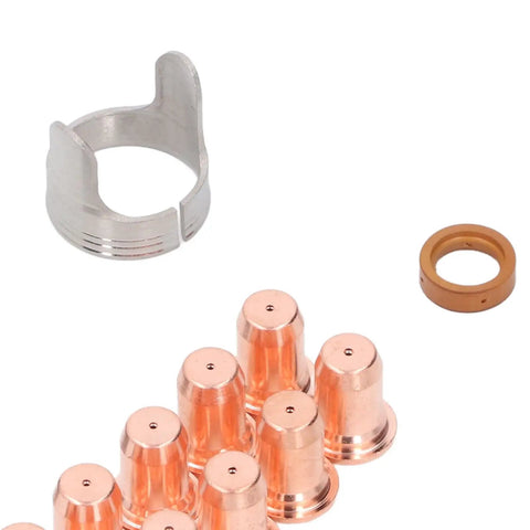 Plasma Cutter Consumables Kit 23 Piece Set With 10 Nozzles 10 Electrodes 1 Cup 1 Bracket And Swirl For Torch Maintenance