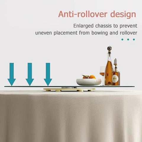 Top Shelf Tempered Glass Lazy Susan Turntable With Zero Friction Bearing Spin Smooth Glide Rotating Serving Tray for stable use.