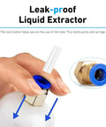 Smooth Operator Manual Oil Extractor Pump 200Cc Transparent Fluid Siphon showing hand operation and locking mechanism for fluid extraction.