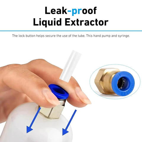 Smooth Operator Manual Oil Extractor Pump 200Cc Transparent Fluid Siphon showing hand operation and locking mechanism for fluid extraction.