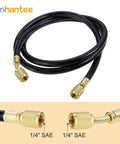 R410A AC refrigerant charging hose set, GoHantee, black hoses with 1/4-in SAE female flare brass fittings