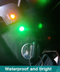 Waterproof 6mm LED Indicator Light 12V 24V prewired signal lamp in use on car dash showing green illumination