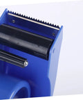 Rock Solid Heavy Duty Tape Dispenser Cutter With Ergonomic Grip And Sharp Steel Blade For 5 Cm Packing Tape close-up view with blade and roller.