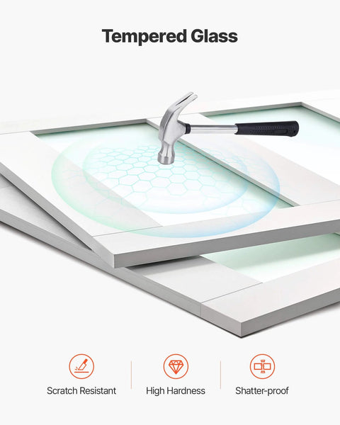 Tempered glass panel with hammer illustrating durability for Space Saving Sliding Closet Doors Kit For 60 Inch Opening.