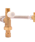 Three Quarter Inch Tank Booster Water Heater Thermostatic Mixing Valve Kit with Corrugated Hose visible