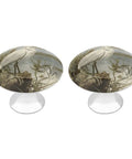 2 Pack Stainless Steel Round Cabinet Knobs with Swamp Egret design, diameter 2.8 cm, rust-resistant finish