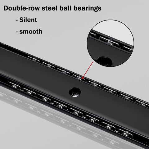 Heavy Duty 14 Drawer Runners Steel Keyboard Tray Slides Ball Bearings Smooth Silent Operation Under Desk Adds Rust Proof Material Service Life Boosts Efficiency Level Up Your Workspace Vibe, close-up