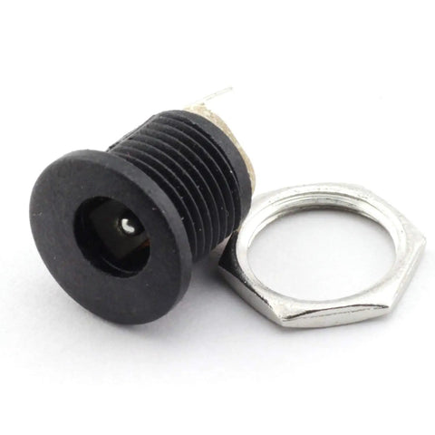 Professional Grade 10 Pack 5.5Mm X 2.1Mm 3 Pin Female DC Power Jack Panel Mount showcasing metal housing and nut.