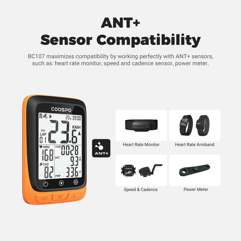 Wireless GPS Bicycle Computer With Bluetooth And ANT Plus For Cycling, waterproof GPS compatibility and accessories view
