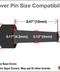 Safety Pins For Saya Knife Covers 5 Piece Set With Snug Fit, Adjustable 4.3mm To 2.5mm Width, Saya Cover Pin Size Compatibility Chart