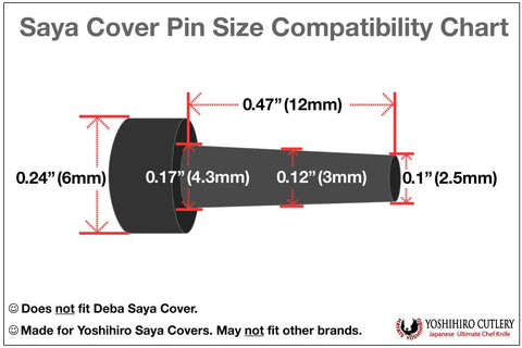 Safety Pins For Saya Knife Covers 5 Piece Set With Snug Fit, Adjustable 4.3mm To 2.5mm Width, Saya Cover Pin Size Compatibility Chart