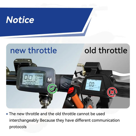Comparison of new and old Ebike Throttle Kit With M Button For Tuttio Soleil01 Electric Dirt Bike and Tutto E Bike