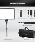 Two Pack 18 Inch Bi Color LED Panel Light Kit With Remote For Streaming And Vlog, 45W Dimmable Soft Light, package contents