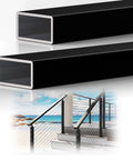 2 Pack 9 Ft Black Aluminum Handrail With Self Drilling Screws Aama 2604 Coated Heavy Duty Flat Deck Railing showing flat profile