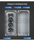 Interior view of Beefed-Up Explosion-Proof Metal Push Button Control Box For Emergency Start And Reset, open with components labeled.