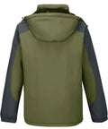 Back view of Mens Ski Snow Jacket Waterproof Winter Coat Windproof Warm Fleece Lined Hooded Parka Olive Green Size S