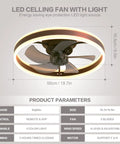 Modern Dope Low Profile Ceiling Fan With Light And Remote 20 Inch Flush Mount Fan Dimmable LED Light With 3 Color Options