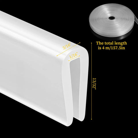 Genuine Clear U Channel Edge Trim Runs A Solid 13 Feet Long With Bendy Construction That Blocks Nasty Scratches And Keeps Car Doors Looking Damn Fine All Year Round close-up of the edge trim measuring details and clear material.