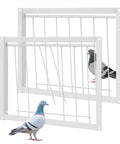 Two Pigeon Cage Doors One Way Entrance Iron For Racing And Breeding, 11.81 x 10.24 Inches White, with pigeons inside and outside