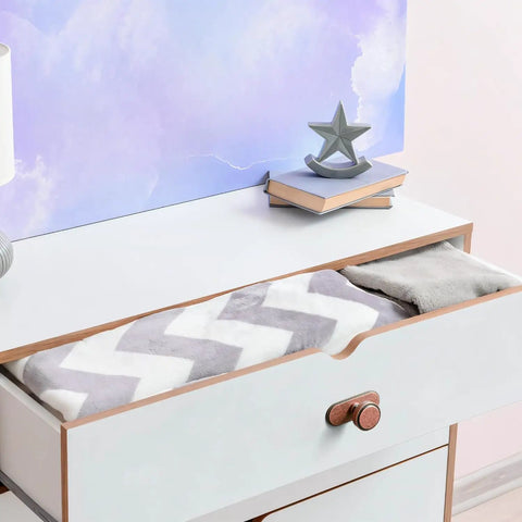 Open drawer with Antique Copper Cabinet Knobs With Backplates Set Of 6 Zinc Alloy Drawer Pulls, visible on cabinet.