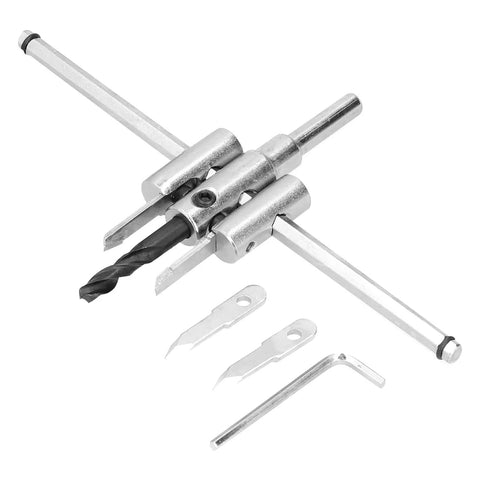 Heavy Duty Adjustable Twist Hole Saw Kit With HSS Knives For Drilling Custom Circles In Cork MDF And Hardwood Up To Seven Inches Wide Plus Four Inch Depth Cut Perfect For Serious DIY Garage Projects, adjustable metal cutter