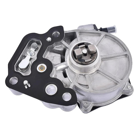 Front view of TEKKOAUTO vacuum pump replacement; aluminum housing with black mounting gasket plate.