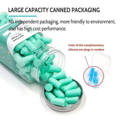 Ultra Soft Foam Ear Plugs For Sleep And Travel, 38dB Noise Reduction, 60 Pairs Value Pack in a transparent container