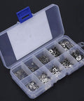 Lock Washers Assortment Kit With 5 Sizes M1.6 M2 M2.5 M3 M4 For Screws And Bolts, Anti Loosening, Leak Prevention, Surface Protection, Beefed Up Clamp Distribution, Heavy Duty Metal Washer Set For Tools And Hardware in labeled plastic case