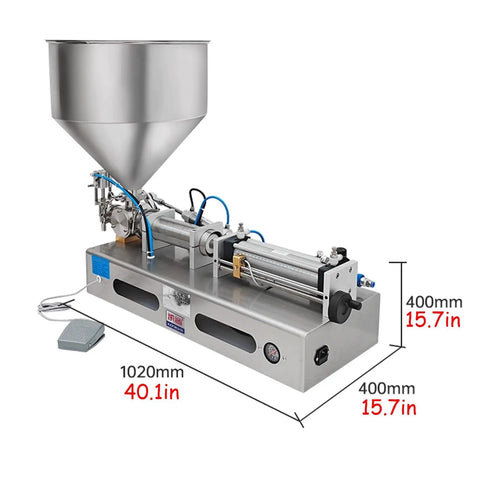 Pro Level Pneumatic Paste Filling Machine With Quick Turn Flow Dial No Sweat Automatic Dispenser for thick sauces, 400mm height.