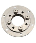 Front view of 360-degree bidirectional rotating hinge flange, 304 stainless steel, 34mm bore, mounting holes