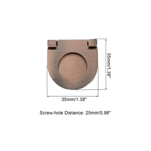 Set Of 4 Flush Pull Handles Hidden Recessed Cabinet Door Pull Rings With Screws 1.38 Inch Copper Zinc Alloy for measurements