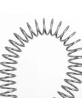Close-up of a 304 stainless steel compression spring, 10 mm OD, 1 mm wire, silver tone.