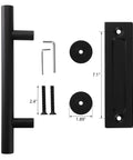 2 Pack Sliding Barn Door Handle Set Carbon Steel Pull And Flush Hardware 12 Inch shown with dimensions and components