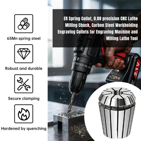 ER8-4 Spring Pro-Grade Collet Set 0.08mm Precision CNC Lathe Milling Chuck 4mm Clamping Range carbon steel use illustration