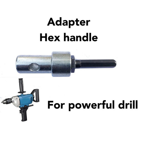 Turn Your Drill Into A Ground Auger Pro With This Heavy Duty Carbon Steel Keyless Chuck Adapter For Impact Drivers And Electric Drills 1 To 3 Drill Converter Garden Auger Attachment, showing hex handle and powerful drill