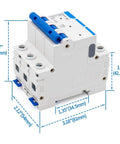 3 Pole 63A Miniature Circuit Breaker MCB DIN Rail Mount 400VAC D Type Trip 6000A Breaking Capacity for Motor Protection