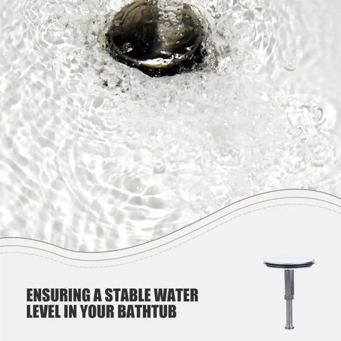 2pcs Brass Bathtub Drain Stopper with Flat Seal Rotating Design above bubbling water in a bathtub.
