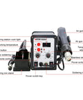 700W Soldering Station With Hot Air Rework, Pro Grade Electric Soldering Iron, Digital LED Temperature Control, front view