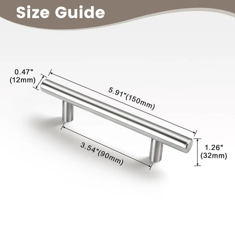 10 Pack 3-1/2 Inch Cabinet Pulls Sleek Stainless Steel Kitchen Cabinet Handles For Bath And Bedroom Dressers 6 Inch Overall Length Rust Resistant Modern Satin Finish Cupboard Pulls For Cabinets And Furniture size guide