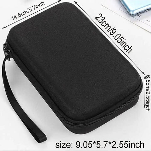 Kickass Hard Shell Cable Organizer Case Featuring Legit Shockproof Padding And Smart Double Layer Dividers For Keeping Your Power Adapters Cords And Tech Gear Snug On The Road, compact black case, size 9.05x5.7x2.55 inches.